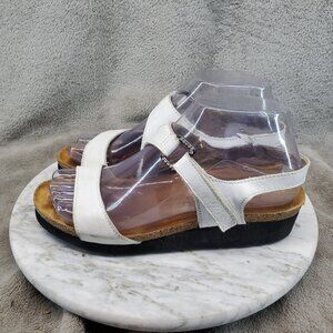 Naot Shoes Womens EU 37 US 6 White Leather Pamela Adjustable Strap Sandals